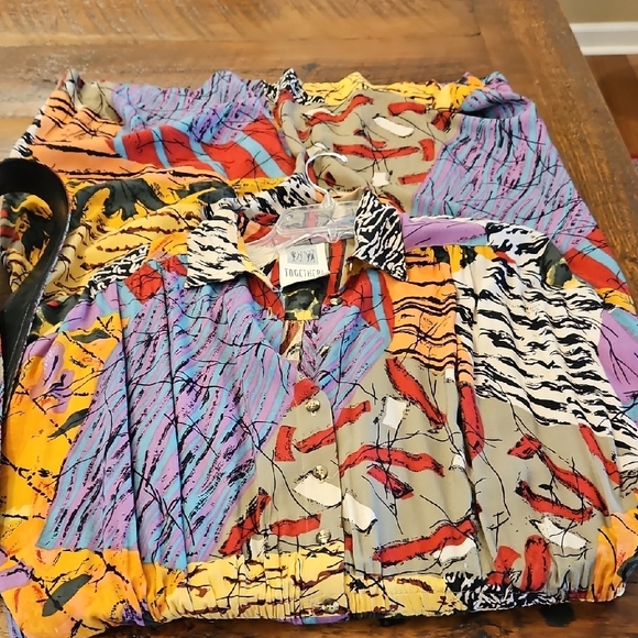 VINTAGE  90S TOGETHER MULTI COLOR BUTTON DOWN  MAXI DRESS - Picture 6 of 9